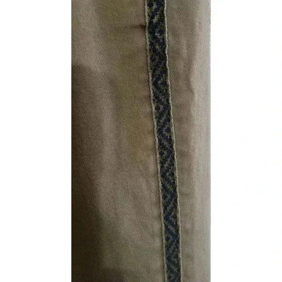 Anthropologie Chino Pants Embroidered Side Stripe Straight Leg Olive Green Sz 27 - Picture 6 of 9